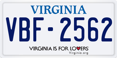 VA license plate VBF2562