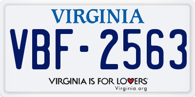 VA license plate VBF2563