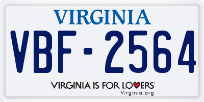 VA license plate VBF2564