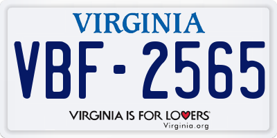 VA license plate VBF2565