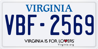 VA license plate VBF2569