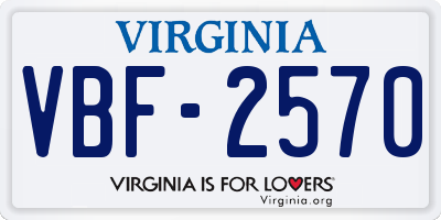 VA license plate VBF2570