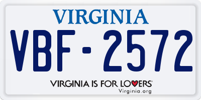VA license plate VBF2572