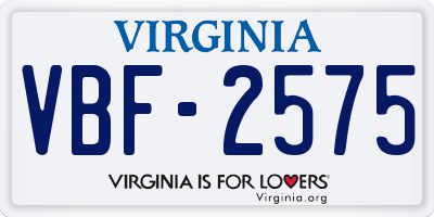 VA license plate VBF2575