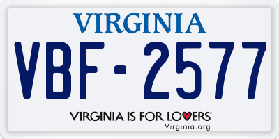 VA license plate VBF2577