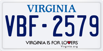 VA license plate VBF2579