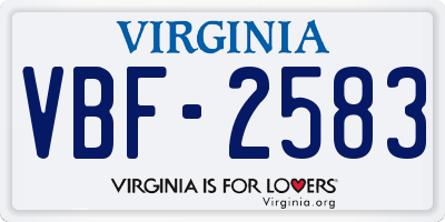 VA license plate VBF2583