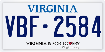 VA license plate VBF2584