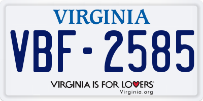 VA license plate VBF2585