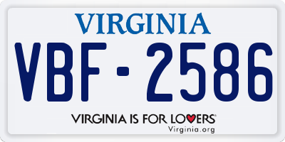 VA license plate VBF2586