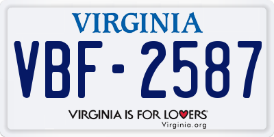 VA license plate VBF2587