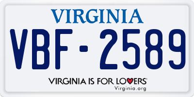 VA license plate VBF2589