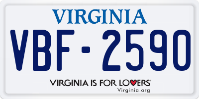 VA license plate VBF2590