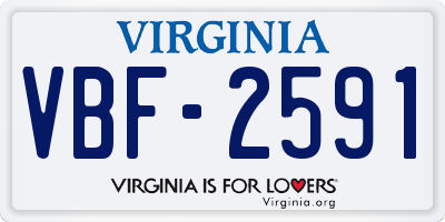 VA license plate VBF2591