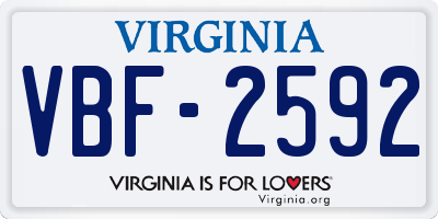 VA license plate VBF2592