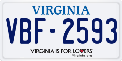 VA license plate VBF2593
