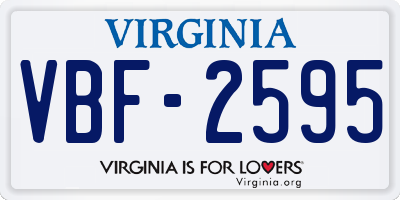 VA license plate VBF2595