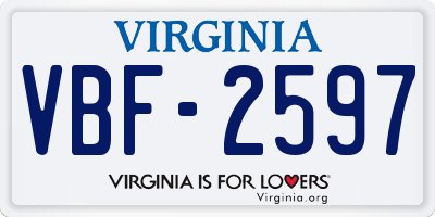 VA license plate VBF2597