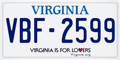VA license plate VBF2599