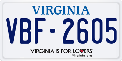 VA license plate VBF2605