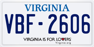 VA license plate VBF2606
