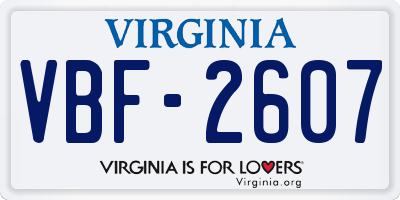 VA license plate VBF2607