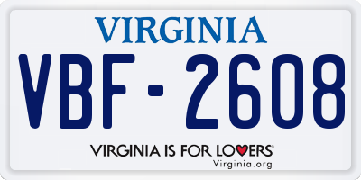 VA license plate VBF2608