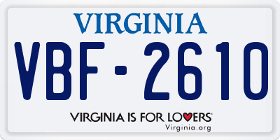 VA license plate VBF2610