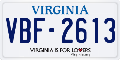 VA license plate VBF2613