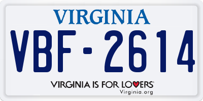 VA license plate VBF2614