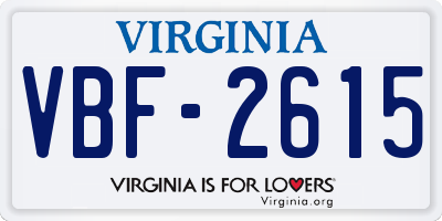VA license plate VBF2615
