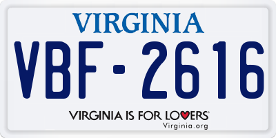 VA license plate VBF2616