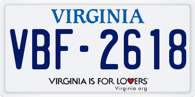 VA license plate VBF2618
