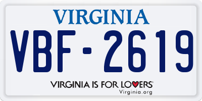 VA license plate VBF2619