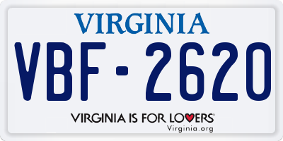 VA license plate VBF2620