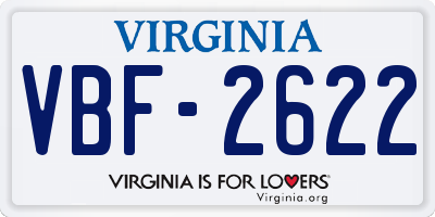 VA license plate VBF2622