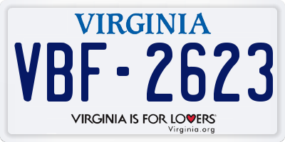 VA license plate VBF2623