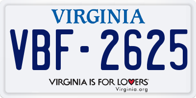 VA license plate VBF2625
