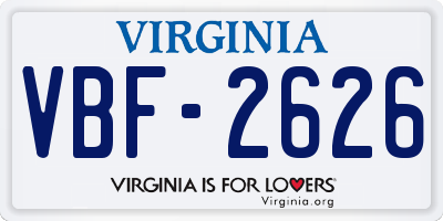VA license plate VBF2626