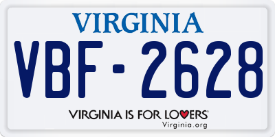 VA license plate VBF2628