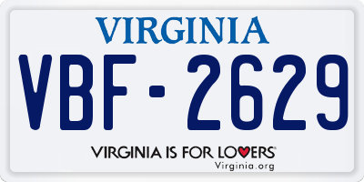 VA license plate VBF2629