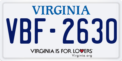 VA license plate VBF2630