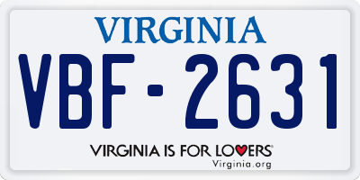 VA license plate VBF2631