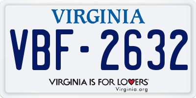 VA license plate VBF2632