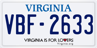 VA license plate VBF2633