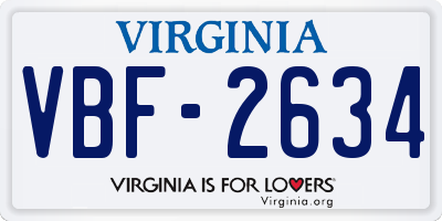 VA license plate VBF2634