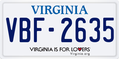 VA license plate VBF2635