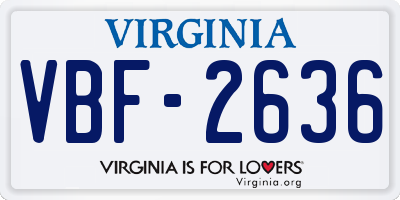 VA license plate VBF2636