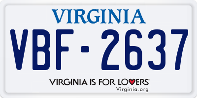 VA license plate VBF2637