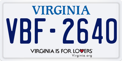 VA license plate VBF2640